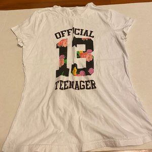 White "Official Teenager" t-shirt